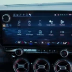 The 17.7-inch diagonal advanced color LCD touchscreen display in the 2025 Blazer EV features Google built-in capabilities, customizable layout, and integrated climate controls.