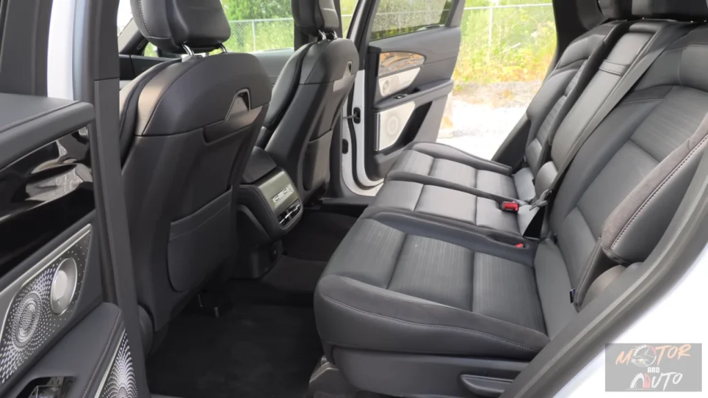 View of 2025 Lincoln Nautilus rear passenger area highlighting spacious seating, interior comfort features, and premium material quality