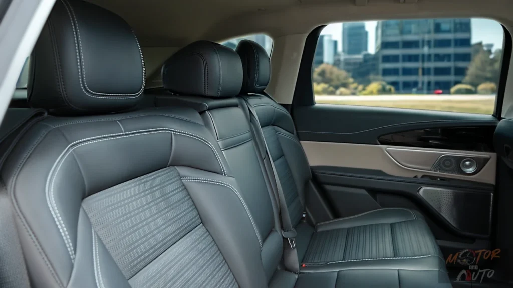 iew of 2025 Lincoln Nautilus rear passenger area highlighting spacious seating, interior comfort features, and premium material quality